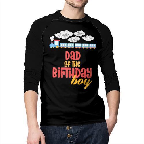 Dad Birthday Boy Train I'm 2 Two Yr Old Chugga Engine Men Baseball Raglan Shirt - Father's Day Fun
