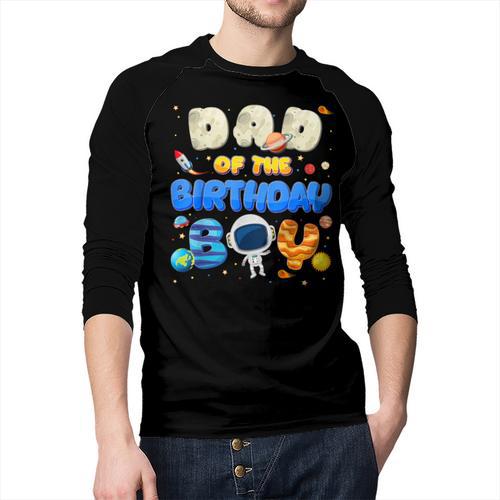 Dad Of The Birthday Boy Two The Moon Space Family Matching Men Baseball Raglan Shirt - Father's Day Fun