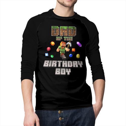 Dad Of The Birthday Boy Video Gamer Pixel Number Men Baseball Raglan Shirt - Father's Day Fun
