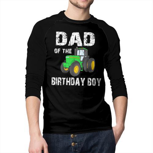 Dad Of The Birthday Boy Vintage Farm Tractor Party Family Men Baseball Raglan Shirt - Father's Day Fun