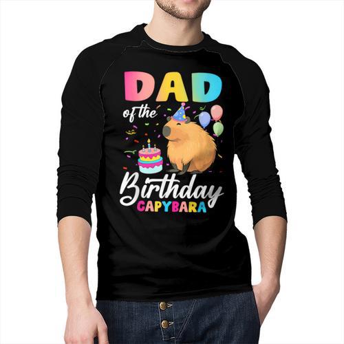 Dad Of The Birthday Capybara Girl Bday Party Family Men Baseball Raglan Shirt - Father's Day Fun