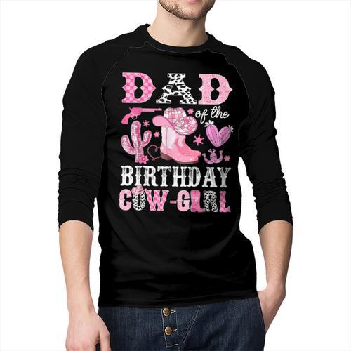 Dad Of The Birthday Cow-Girl Rodeo Cowgirl Bday Men Baseball Raglan Shirt - Father's Day Fun
