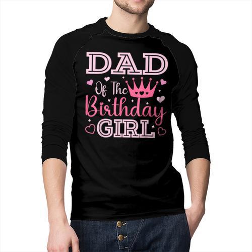 Dad Of The Birthday Girl Cute Pink Matching Family Party Men Baseball Raglan Shirt - Father's Day Fun