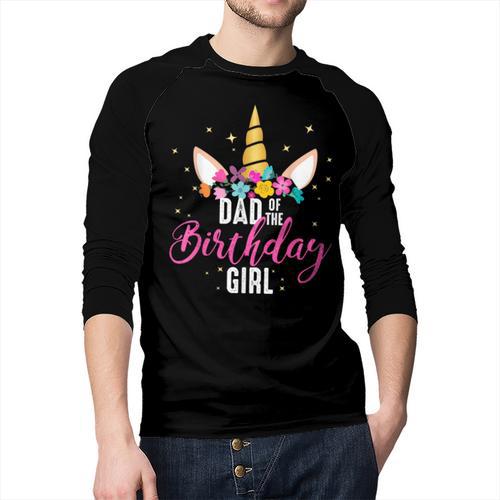 Dad Of The Birthday Girl Father Unicorn Birthday Small Men Baseball Raglan Shirt - Father's Day Fun
