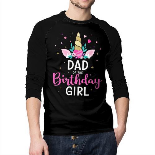 Dad Of The Birthday Girl Matching Family Unicorn Party Men Baseball Raglan Shirt - Father's Day Fun