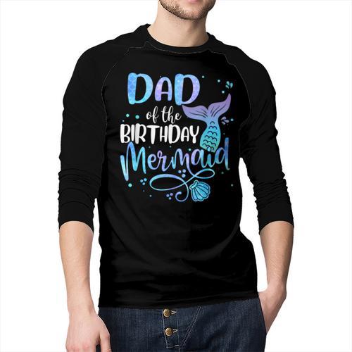 Dad Of The Birthday Mermaid Family Matching Father Dad Papa Men Baseball Raglan Shirt - Father's Day Fun