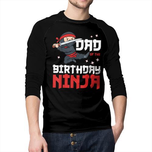 Dad Of The Birthday Ninja Daddy Party Best Father Boy Pop Men Baseball Raglan Shirt - Father's Day Fun