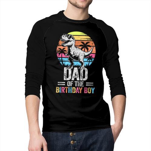 Dad Of The Birthday Party Outfit Dinosaur Daddy Men Baseball Raglan Shirt - Father's Day Fun