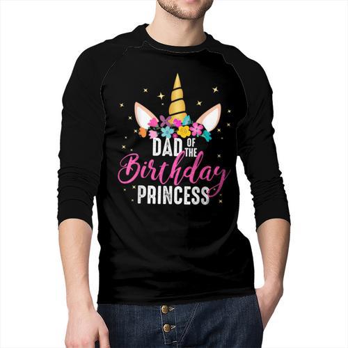Dad Of The Birthday Princess Father Unicorn Birthday Men Baseball Raglan Shirt - Father's Day Fun