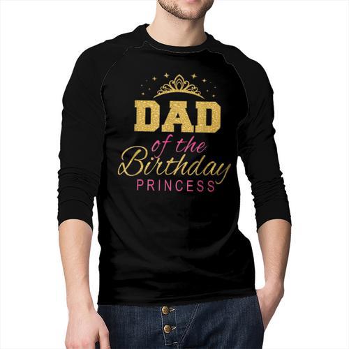Dad Of The Birthday Princess Girls Party Small Men Baseball Raglan Shirt - Father's Day Fun