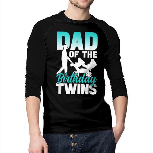 Dad Of The Birthday Twins Celebrate Cute Twin Father Daddy Men Baseball Raglan Shirt - Father's Day Fun