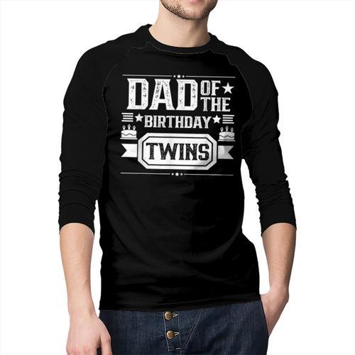 Dad Of The Birthday Twins Cute Twin Celebrate Father Daddy Men Baseball Raglan Shirt - Father's Day Fun