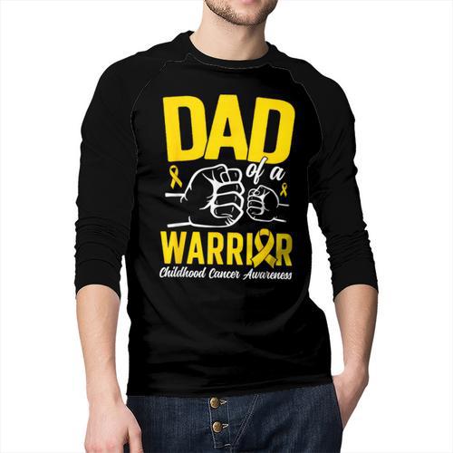 Dad Of A Childhood Cancer Warrior Childhood Cancer Awareness Men Baseball Raglan Shirt - Father's Day Fun