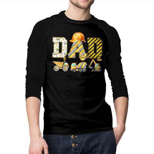 Dad Construction Excavator Kids Matching Family Party Men Baseball Raglan Shirt - Father's Day Fun