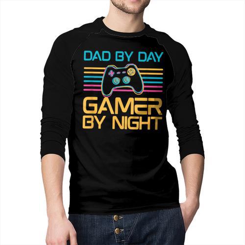 Dad By Day Gamer By Night Video Games Lover Gamer Dad Men Baseball Raglan Shirt - Father's Day Fun