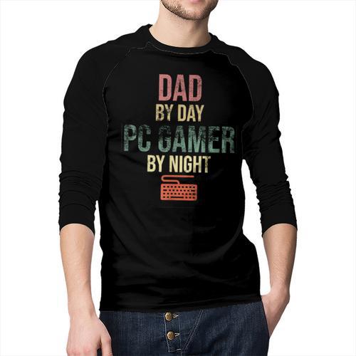Dad By Day PC Gamer By Night For Gaming Dads Men Baseball Raglan Shirt - Father's Day Fun