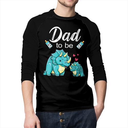 Dad To Be Dinosaur Baby Shower For Boy Men Baseball Raglan Shirt - Father's Day Fun