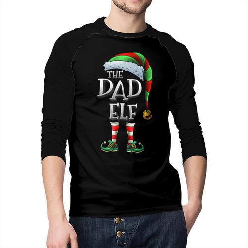 The Dad Elf Shirt Matching Family Dad Christmas Elf Men Baseball Raglan Shirt - Father's Day Fun