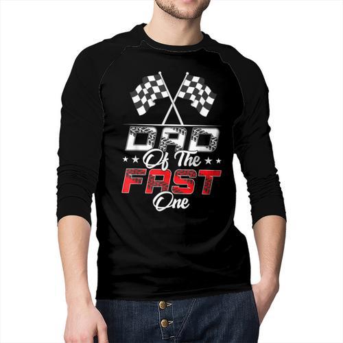 Dad Of The Fast One First Birthday Racing Car Family Men Baseball Raglan Shirt - Father's Day Fun