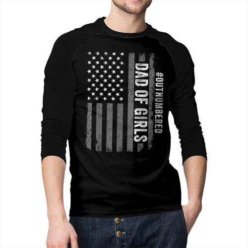Dad Of Girls Outnumbered Fathers Day 2025 For Dad Daughters Men Baseball Raglan Shirt - Father's Day Fun