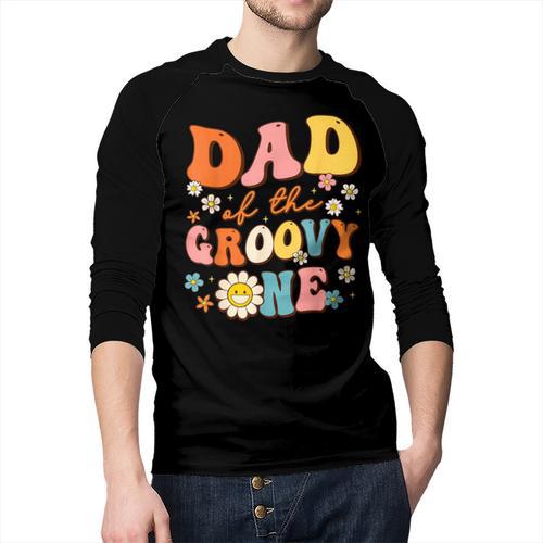 Dad Of The Groovy One 1st Birthday Pregnancy Announcement Men Baseball Raglan Shirt - Father's Day Fun