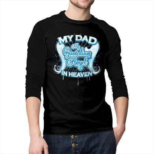 My Dad Is My Guardian Angel In Heaven Loss Father Memorial Men Baseball Raglan Shirt - Father's Day Fun