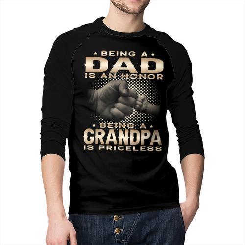 Being a Dad Is An Honor Grandpa Is Priceless Fathers Day Men Baseball Raglan Shirt - Father's Day Fun