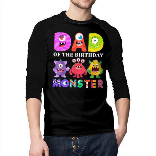 Dad Little Monster Kids 1st Birthday Party Family Monster Small Men Baseball Raglan Shirt - Father's Day Fun