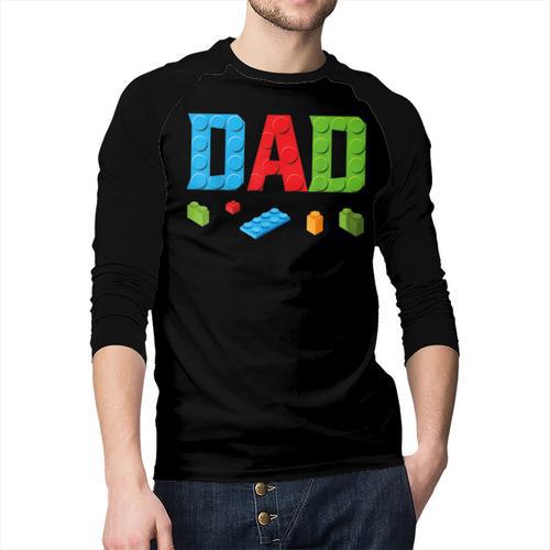 Dad Master Builder Building Bricks Blocks Family Set Parents Small Men Baseball Raglan Shirt - Father's Day Fun