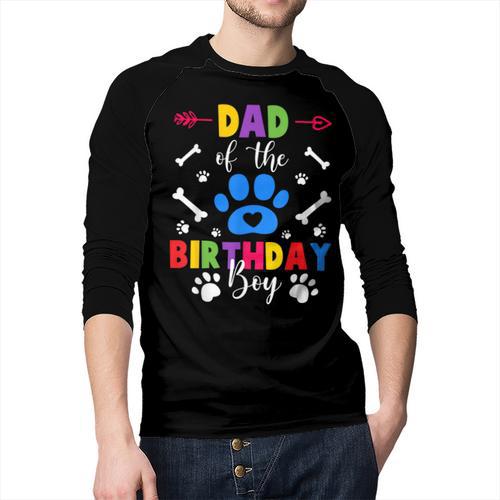 Dad And Mom Of The Birthday Boy Dog Paw Family Matching Men Baseball Raglan Shirt - Father's Day Fun