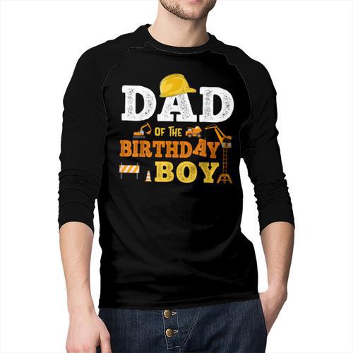 Dad Mom Of The Birthday Boy Kid Construction Matching Family Men Baseball Raglan Shirt - Father's Day Fun