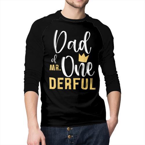Dad Of Mr Onederful 1st Birthday First One-Derful Matching Men Baseball Raglan Shirt - Father's Day Fun