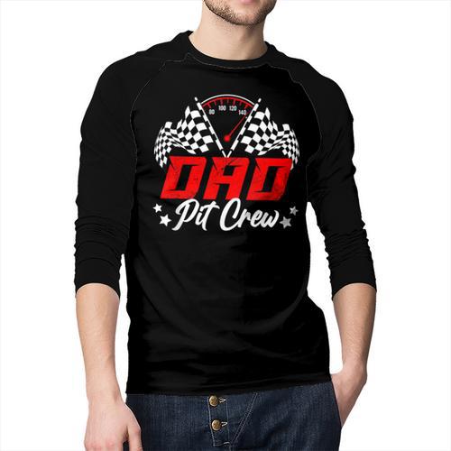 Dad Pit Crew Birthday Party Race Car Lover Racing Family Men Baseball Raglan Shirt - Father's Day Fun