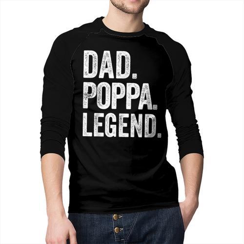 Dad Poppa Legend Vintage Distressed Bold Poppa Graphic Men Baseball Raglan Shirt - Father's Day Fun