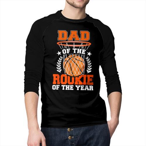 Dad Of Rookie 1st Basketball Bday Theme Matching Men Baseball Raglan Shirt - Father's Day Fun