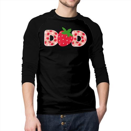 Dad Strawberry First Birthday Family Strawberry Men Baseball Raglan Shirt - Father's Day Fun
