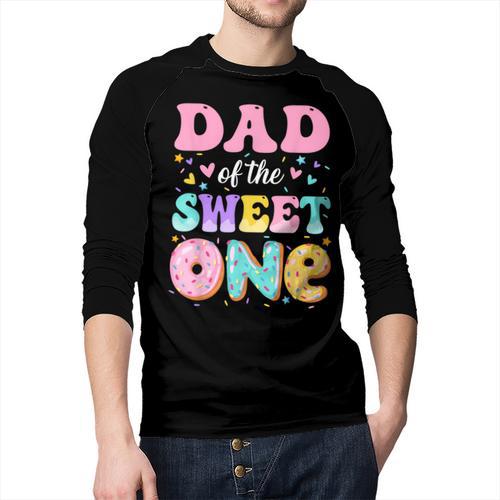 Dad Of The Sweet One 1st Birthday Donut Bday Party Men Baseball Raglan Shirt - Father's Day Fun