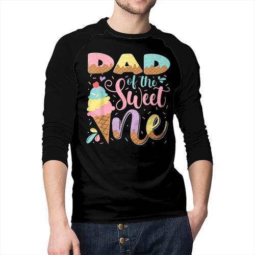 Dad Of The Sweet One Ice Cream 1St Birthday Party Men Baseball Raglan Shirt - Father's Day Fun