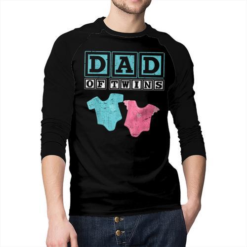 Dad Of Twins Family Daddy Fathers Day Future Parents Men Baseball Raglan Shirt - Father's Day Fun