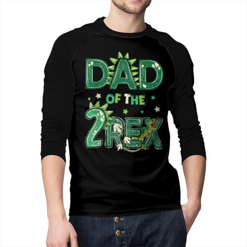 Dad Of The Two Rex Birthday Dinosaur Family Matching Men Baseball Raglan Shirt - Father's Day Fun