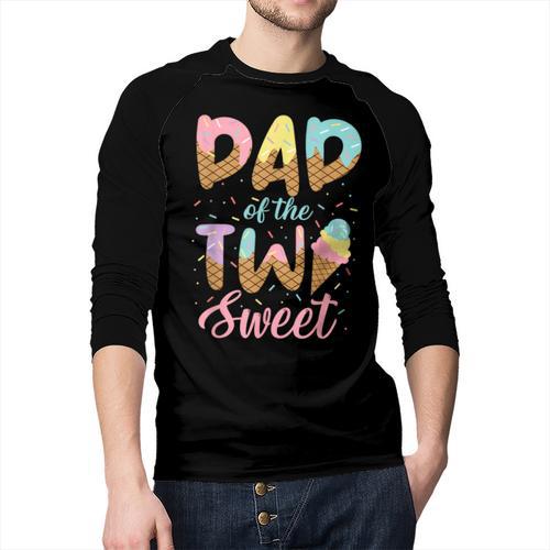 Dad Of The Two Sweet Birthday Girl Ice Cream Lovers 2nd Men Baseball Raglan Shirt - Father's Day Fun