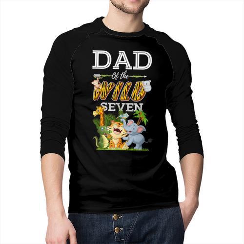 Dad Of The Wild Seven Animal Safari 7th Birthday Party Men Baseball Raglan Shirt - Father's Day Fun