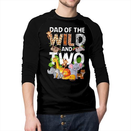 Dad Of The Wild Two Zoo 2nd Birthday Safari Jungle Animal Men Baseball Raglan Shirt - Father's Day Fun