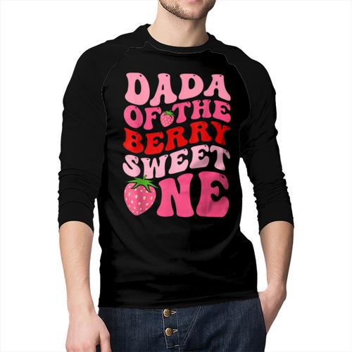 Dada Of The Berry Sweet One Strawberry First Birthday Men Baseball Raglan Shirt - Father's Day Fun