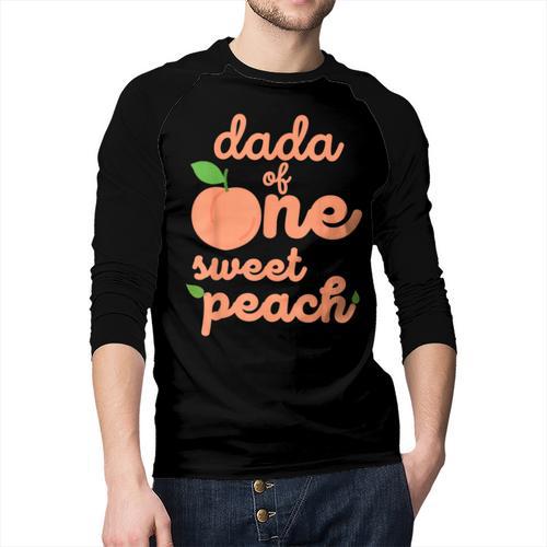 Dada Dad First Birthday One Sweet Peach Bday Family Matching Men Baseball Raglan Shirt - Father's Day Fun