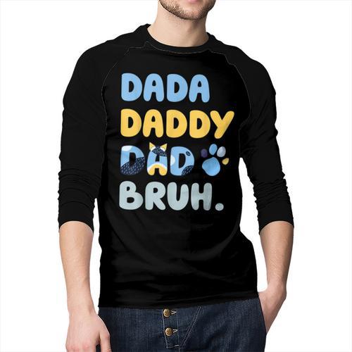 Dada Daddy Dad Bruh Fathers Day Blue Dog Men Baseball Raglan Shirt - Father's Day Fun