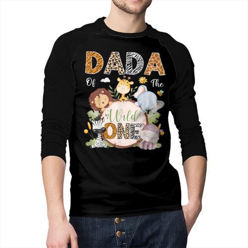 Dada Of The Wild One 1St Birthday Safari Jungle Animals Men Baseball Raglan Shirt - Father's Day Fun