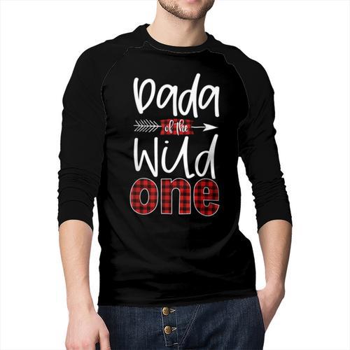 Dada Of The Wild One Buffalo Plaid Lumberjack 1st Birthday Men Baseball Raglan Shirt - Father's Day Fun