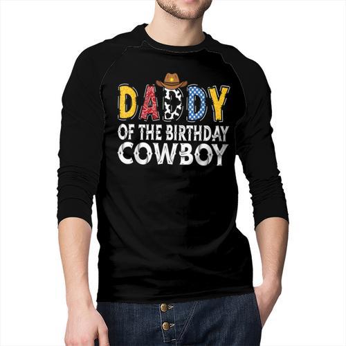Daddy 1st Birthday Cowboy Western Daddy Birthday Boy Men Baseball Raglan Shirt - Father's Day Fun