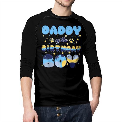 Daddy Of The Bday Boy Blue Dog Theme Party Family Matching Men Baseball Raglan Shirt - Father's Day Fun